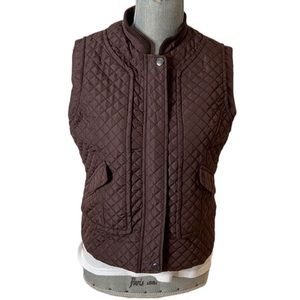 Caren Forbes Equestrian Quilted Brown Zippered Vest Womens Size Medium
